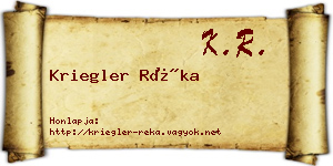 Kriegler Réka névjegykártya