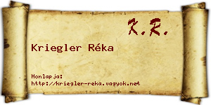 Kriegler Réka névjegykártya
